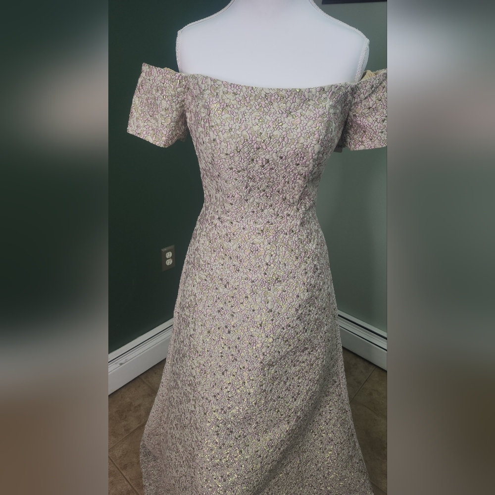 Alyce Paris Pink Floral Off-Shoulder Maxi Dress - Picture 12 of 13